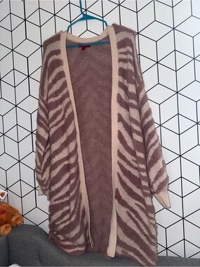 Women’s Open-Front Zebra Print Cardigan Sweater - Pink/purple